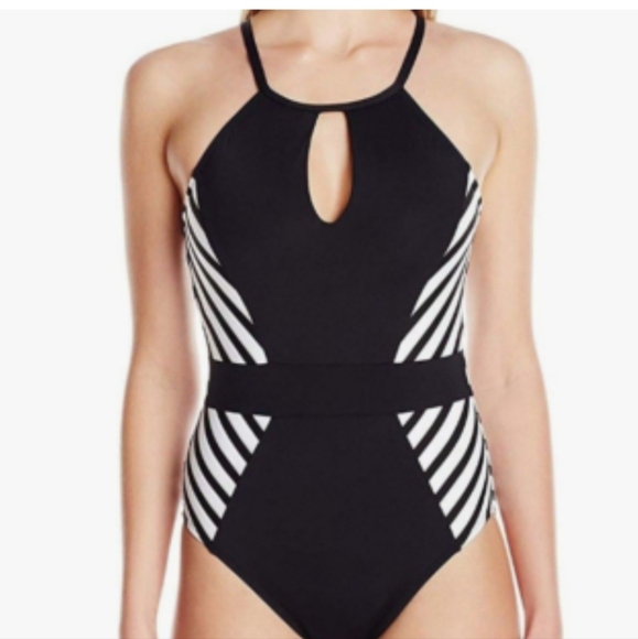 Cupshe Black and White One Piece Swimsuit with Racerback - Picture 1 of 7